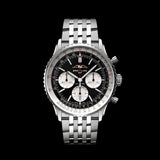Breitling Navitimer B01 Chronograph 43 Black Dial Silver Steel Strap Watch for Men - AB0138211B1A1