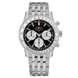 Breitling Navitimer B01 Chronograph 43 Black Dial Silver Steel Strap Watch for Men - AB0138211B1A1
