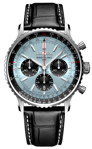 Breitling Navitimer B01 Chronograph 43 Blue Dial Black Leather Strap Watch for Men - AB0138241C1P1