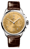 Breitling Premier B09 Chronograph 40 Beige Dial Brown Leather Strap Watch for Men - AB0930F51H1P1
