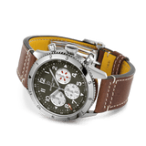 Breitling Super Avi B04 Chronograph GMT 46 Curtiss Warhawk Green Dial Brown Leather Strap Watch for Men - AB04452A1L1X1