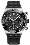 Breitling Super Chronomat B01 44 Black Dial Black Rubber Strap Watch for Men - AB0136251B2S1