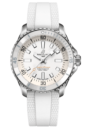 Breitling Superocean Automatic 36 White Dial White Rubber Strap Watch for Men - A17377211A1S1