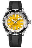 Breitling Superocean Automatic 42mm Yellow Dial Black Rubber Strap Watch for Men - A17375211/1S1