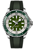 Breitling Superocean Automatic 44 Green Dial Green Rubber Strap Watch for Men - A17376A31L1S1
