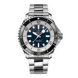 Breitling Superocean Automatic 44mm Blue Dial Silver Steel Strap Watch for Men - A17376211C1A1