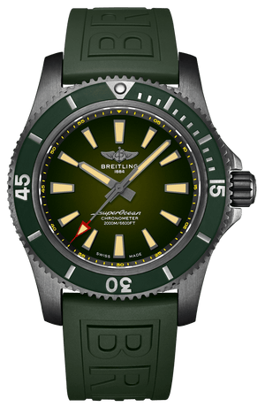Breitling Superocean Automatic 46 Green Dial Green Rubber Strap Watch for Men - M173681A1L1S1