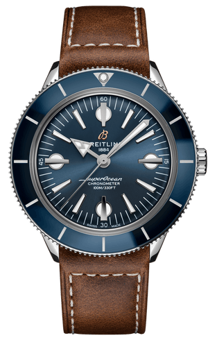 Breitling Superocean Heritage '57 Blue Dial Brown Leather Strap Watch for Men - A10370161C1X1