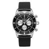 Breitling Superocean Heritage B01 Chronograph 44 Black Dial Black Mesh Bracelet Watch for Men - AB0162121B1S1
