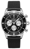 Breitling Superocean Heritage B01 Chronograph 44 Black Dial Black Mesh Bracelet Watch for Men - AB0162121B1S1