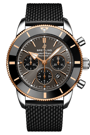 Breitling Superocean Heritage B01 Chronograph 44 Black Dial Black Mesh Bracelet Watch for Men - UB01621A1M1S1