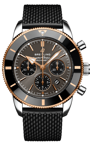 Breitling Superocean Heritage B01 Chronograph 44 Black Dial Black Mesh Bracelet Watch for Men - UB01621A1M1S1