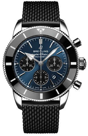 Breitling Superocean Heritage B01 Chronograph 44 Blue Dial Black Mesh Bracelet Watch for Men - AB0162121C1S1