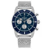 Breitling Superocean Heritage B01 Chronograph 44 Blue Dial Silver Mesh Bracelet Watch for Men - AB0162161C1A1