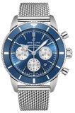 Breitling Superocean Heritage B01 Chronograph 44 Blue Dial Silver Mesh Bracelet Watch for Men - AB0162161C1A1
