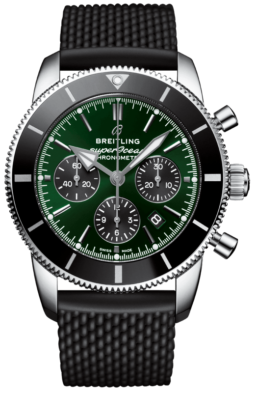 Breitling Superocean Heritage B01 Chronograph 44 Limited Edition Green Dial Black Mesh Bracelet Watch for Men - AB01621A1L1S1