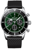 Breitling Superocean Heritage B01 Chronograph 44 Limited Edition Green Dial Black Mesh Bracelet Watch for Men - AB01621A1L1S1
