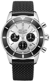 Breitling Superocean Heritage B01 Chronograph 44 Silver Dial Black Mesh Bracelet Watch for Men - AB0162121G1S1