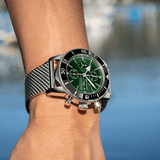 Breitling Superocean Heritage Chronograph 44 Green Dial Silver Mesh Bracelet Watch for Men - A13313121L1A1