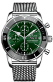 Breitling Superocean Heritage Chronograph 44 Green Dial Silver Mesh Bracelet Watch for Men - A13313121L1A1