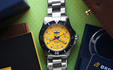 Breitling Superocean II Automatic 44mm Yellow Dial Silver Steel Strap Watch for Men - A17367021I1A1