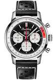 Breitling Top Time B01 Deus Black Dial Black Leather Strap Watch for Men - AB01765A1B1X1