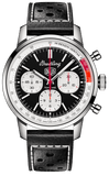 Breitling Top Time B01 Deus Black Dial Black Leather Strap Watch for Men - AB01765A1B1X1
