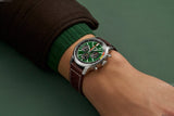 Breitling Top Time B01 Ford Mustang Green Dial Brown Leather Strap Watch for Men - AB01762A1L1X1
