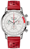 Breitling Top Time B01 Ford Thunderbird White Dial Red Leather Strap Watch for Men - AB01766A1A1X1