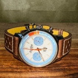 Breitling Top Time Deus Limited Edition White Dial Brown Leather Strap Watch for Men - A233112A1A1X1