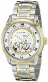 Bulova BVA Skeleton Silver Dial Two Tone Steel Strap Watch for Men - 98A123