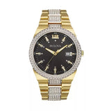 Bulova Crystal Black Dial Two Tone Steel Strap Watch for Men - 98B235
