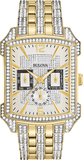 Bulova Crystal Chronograph White Dial Two Tone Steel Strap Watch for Men - 98C109