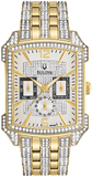 Bulova Crystal Chronograph White Dial Two Tone Steel Strap Watch for Men - 98C109