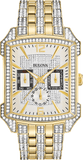 Bulova Crystal Chronograph White Dial Two Tone Steel Strap Watch for Men - 98C109