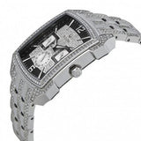 Bulova Crystal Collection Black Dial Silver Steel Strap Watch for Men - 98C108