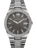 Bulova Crystal Collection Brown Dial Silver Steel Strap Watch for Men - 96B221