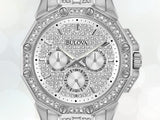 Bulova Crystal Collection Pave Silver Dial with Crystals Silver Steel Strap Watch for Men - 96C134