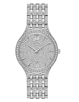 Bulova Crystal Collection Silver Dial Silver Steel Strap Watch for Women - 96L243