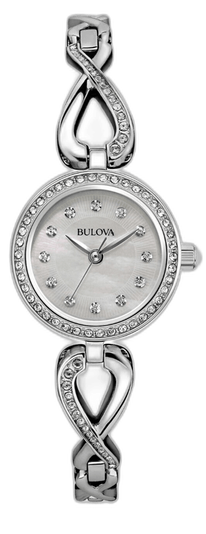 Bulova Crystals Quartz Mother of Pearl Dial Silver Steel Strap Watch for Women - 96X129