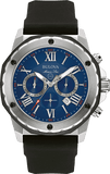 Bulova Marine Star Blue Dial Black Silicone Strap Watch for Men - 98B258