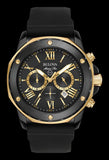 Bulova Marine Star Chronograph Black Dial Black Rubber Strap Watch for Men - 98B278