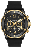 Bulova Marine Star Chronograph Black Dial Black Rubber Strap Watch for Men - 98B278