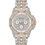 Bulova Octova Crystal Silver Dial Two Tone Steel Strap Watch for Men - 98C133