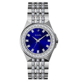 Bulova Phantom Baguette Crystal Blue Dial Silver Steel Strap Watch for Men - 96A254
