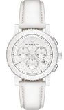 Burberry City Chronograph White Dial White Leather Strap Watch For Women - BU9701