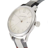 Burberry Classic Stone Silver Dial Horseberry Black Leather Strap Watch for Women - BU10103
