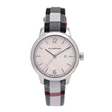 Burberry Classic Stone Silver Dial Horseberry Black Leather Strap Watch for Women - BU10103