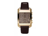 Burberry Heritage Chronograph Square Grey Dial Brown Leather Strap Watch for Men - BU1566