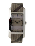 Burberry Nova Check Silver Dial Two Tone Leather Strap Watch For Women - BU9404